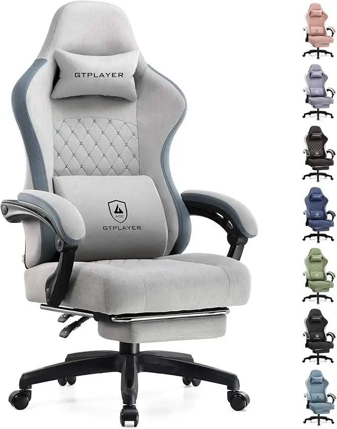 GTPLAYER Gaming Chair with Pocket Spring Cushion, Linkage Armrests and Footrest