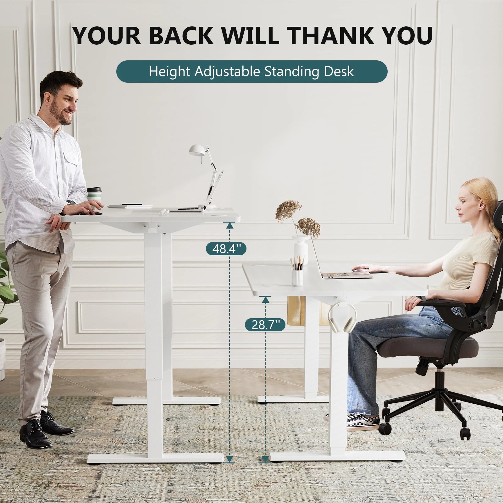 SmartHealth™ 63" x 24" Electric Standing Desk – Ergonomic Height Adjustable Sit-Stand Workstation