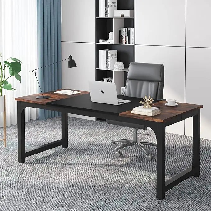 70.8”Executive Desk, Large Office Computer Desk with Thicken Frame, Modern Simple Workstation Business Furniture for Home Offic