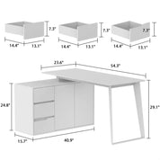 Home Office Computer Desk Corner Desk with 3 Drawers, 2 Shelves & 2 Doors, 55 Inch Large L-Shaped Study Writing Table