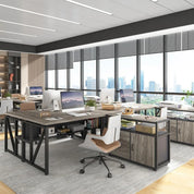 L Shaped Executive Computer Desk and lateral File Cabinet