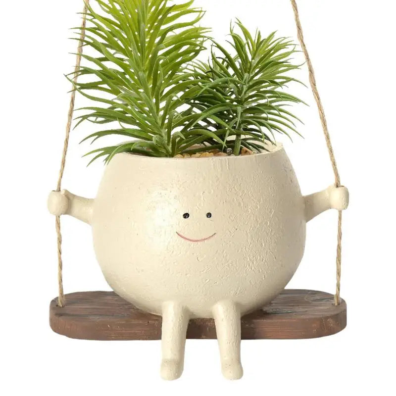 Lovely Swing Face Planter Pot - Charming Plant Hanger Baskets