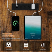 FurnishSpot® Reversible L-Shaped Computer Desk with LED Monitor Stand, Storage & Charging Station
