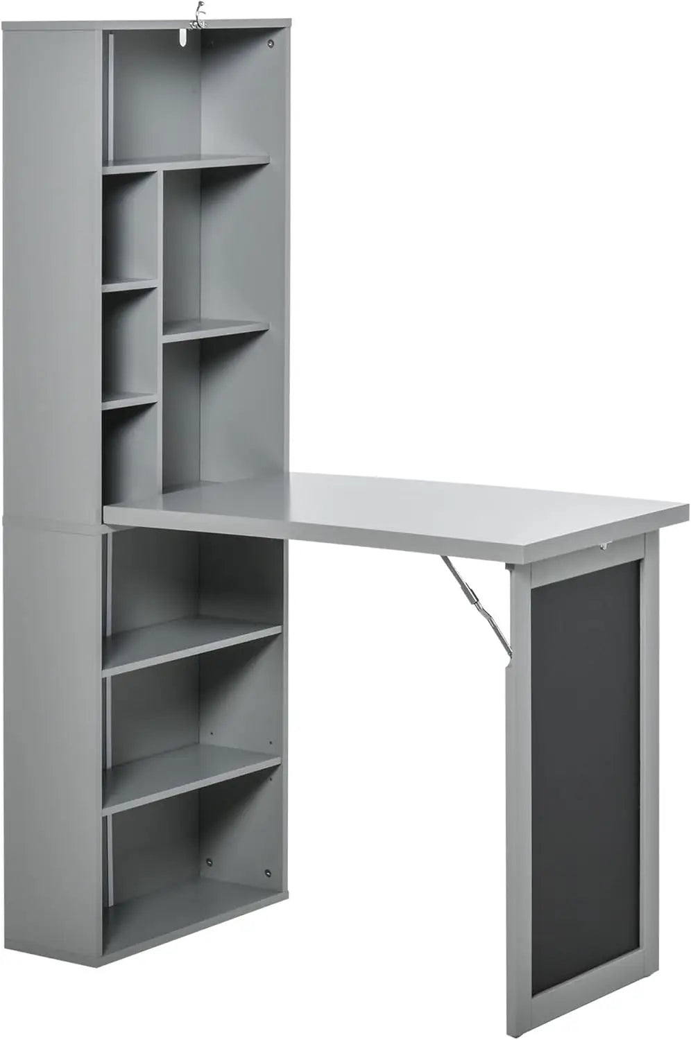 Fold-Out Convertible Writing Table,Wall Mount Desk Cabinet with Blackboard and Side Shelf Multi-Function Home Office Workstation