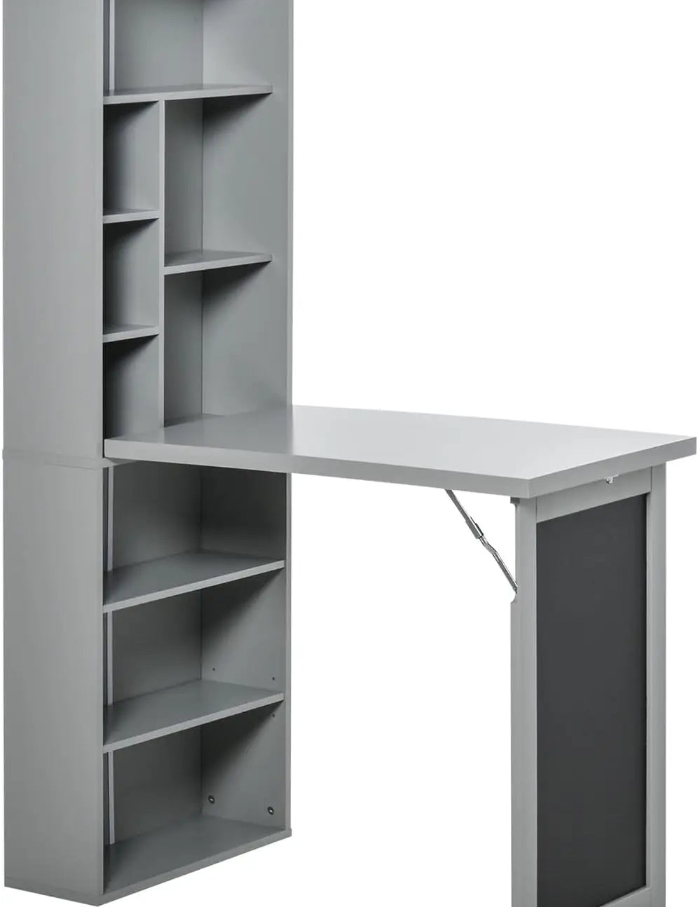 Fold-Out Convertible Writing Table,Wall Mount Desk Cabinet with Blackboard and Side Shelf Multi-Function Home Office Workstation