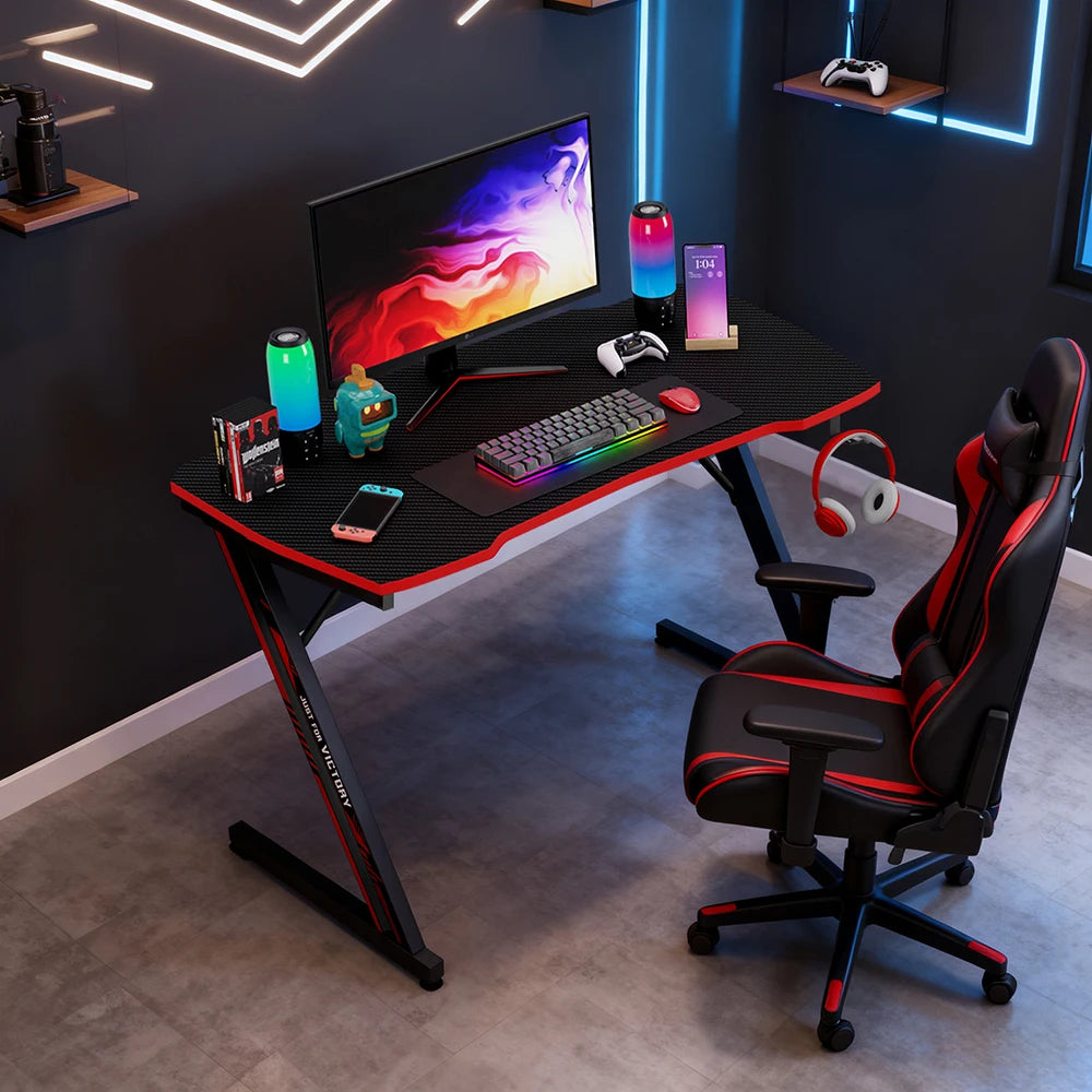 SpaceSmart Carbon Fiber Gaming Desk with Z-Frame – Compact Small Space Gaming Table & Modern Workstation