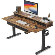 48 x 24 Electric Standing Desk Adjustable Height with 4 Drawers, Sit Stand Desk with Storage Shelf, Rising Desk with Splice Boa