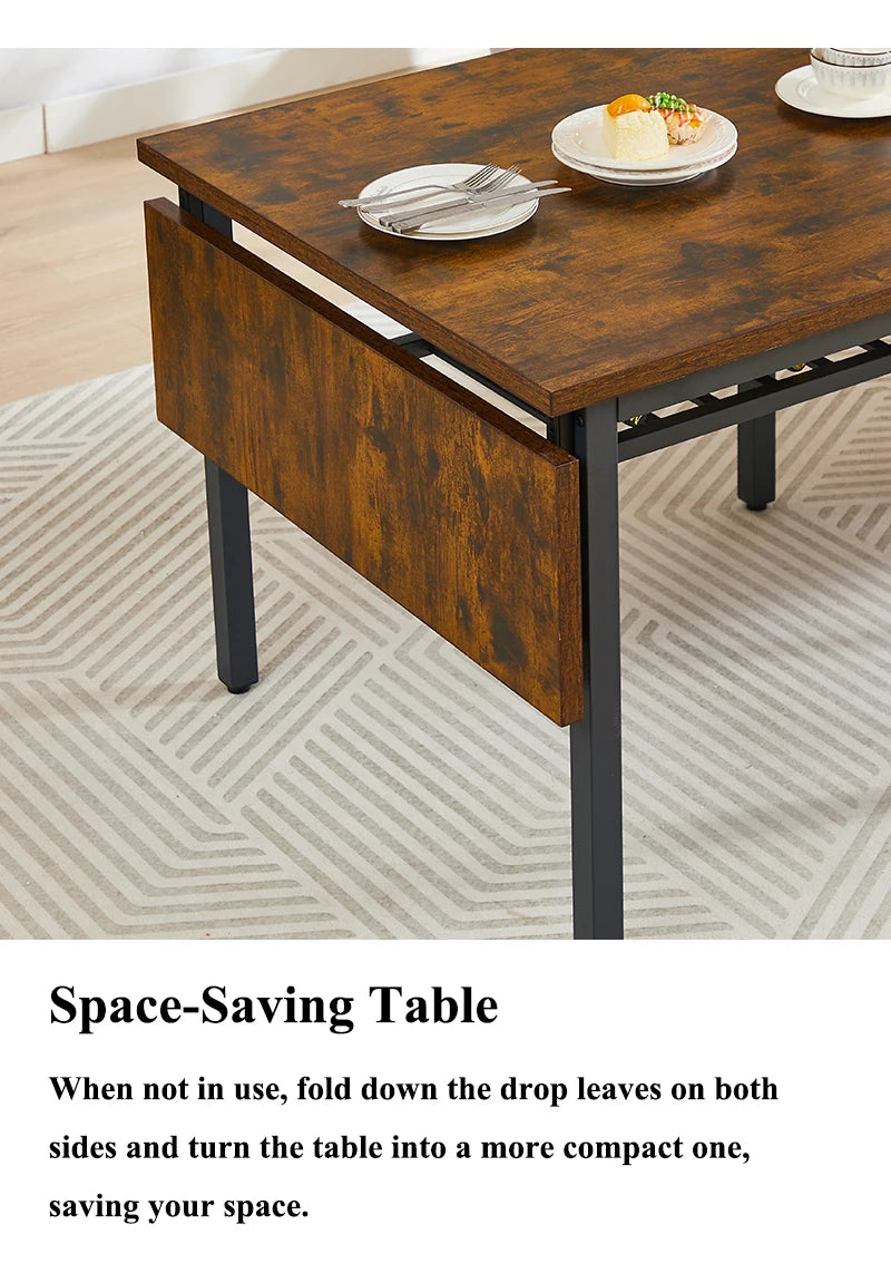 Vintage Folding Dining Table 63.2” – Space Saving Extendable Kitchen Table with 1.2” Thick Top for Small Dining Rooms & Apartments