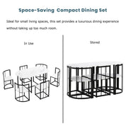 TOPMAX Modern 7-Piece Dining Table Set with Faux Marble Compact 55Inch Kitchen Table Set for 6