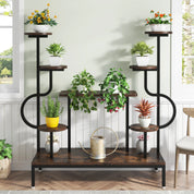 8-Tier Metal Plant Shelf for Multiple Plants, Round & Square Boards