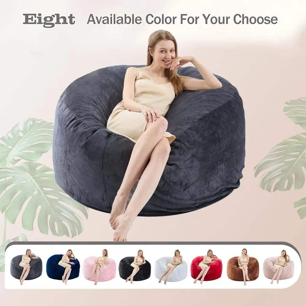 5FT Large Bean Bag，Bean Bag Chair with Filler Included，Memory Foam Bean Bag，Puff Chair，Living Room Furniture, Suitable