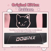 Dowinx Gaming Chair Cute with Cat Ears and Massage Lumbar Support, Ergonomic Computer Chair for Girl with Footrest and Headrest