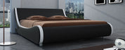 Bed Frame Full Size, Modern Low Profile Platform Stylish Faux Leather Upholstered Sleigh Bed with Adjustable Headboard,Bed Frame