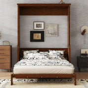 FurnishSpot™ Queen Size Murphy Bed with Desk – Horizontal Wall Bed Cabinet with Gas Struts