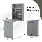 FurnishSpot Wall-Mounted Folding Desk with Storage | Space-Saving Floating Fold-Down Desk