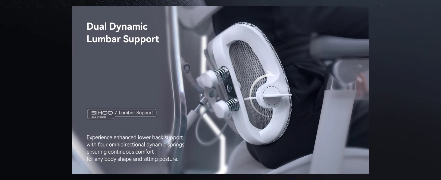 Office Chair with Dual Lumbar Support 5-Level Adjustable Backrest