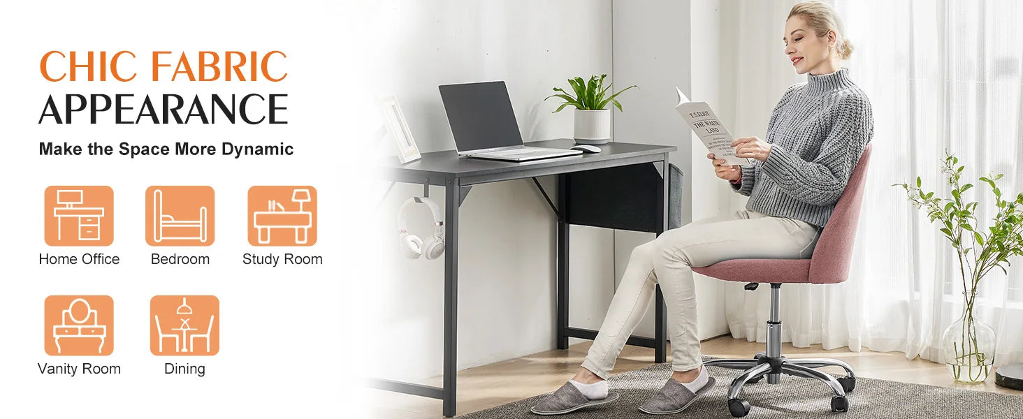 Armless Small Swivel Desk Office Chair with Backrest