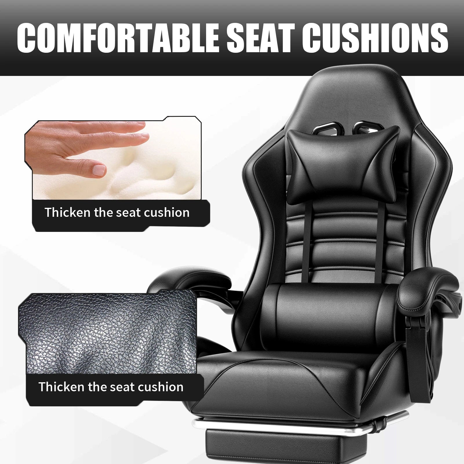 Ergonomic Racing Style Gaming Chair with Footrest