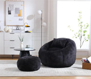 Modern Extra Large Round Bean Bag Chair with Footrest – Stylish Chenille Fabric, High-Density Memory Foam, Ultimate Comfort