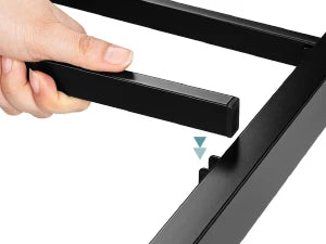 HOOMIC Metal Bed Frame, Upholstered Headboard with Square Stitched, Classic Button Tufted, Faux Leather, No Box Spring Needed