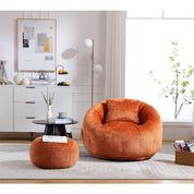 Modern Extra Large Round Bean Bag Chair with Footrest – Stylish Chenille Fabric, High-Density Memory Foam, Ultimate Comfort
