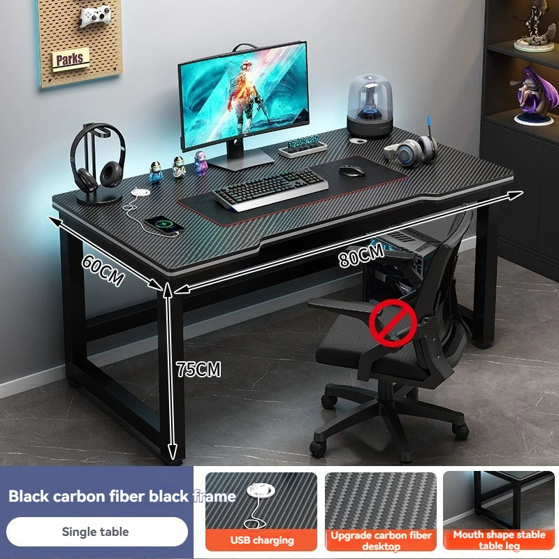 Computer desk, minimalist home gaming desk, small-sized carbon fiber patterned office desk, student study desk, bedroom desk