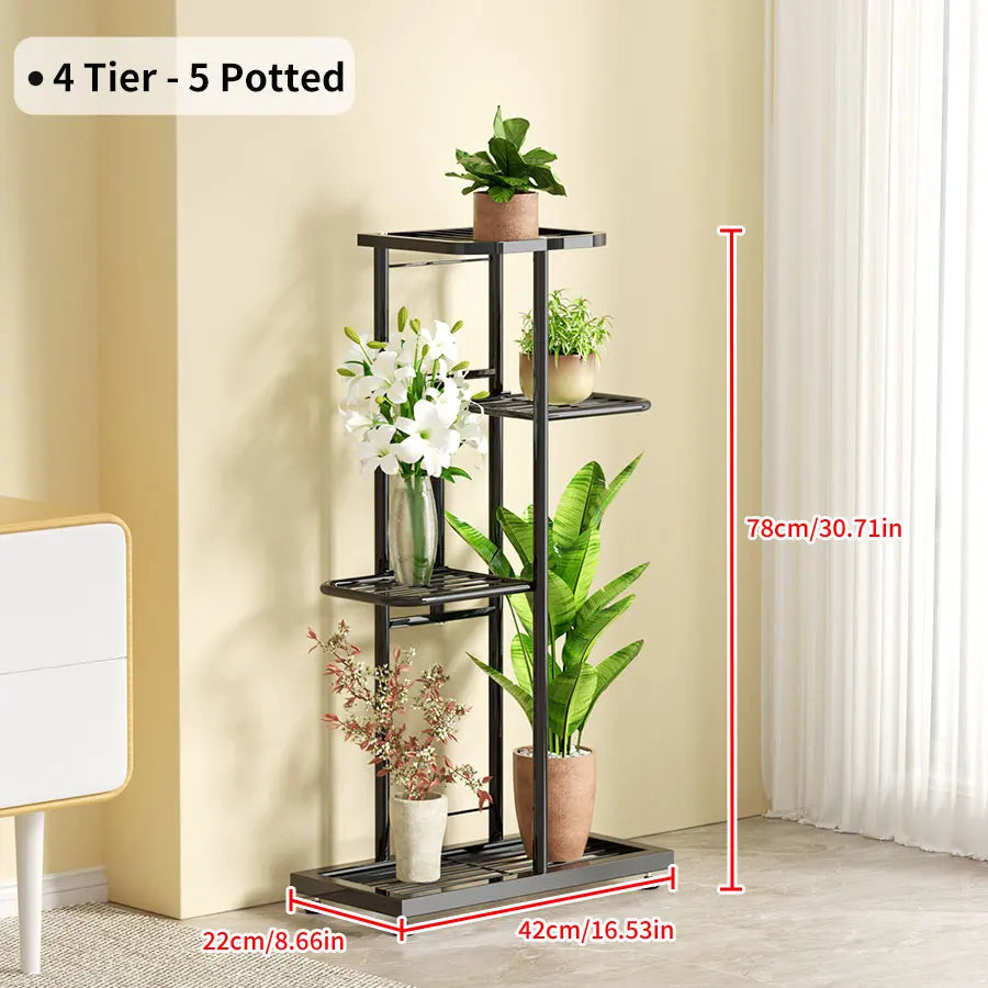 Plant Shelves Iron Potted Flower Plant Stand Rack Multiple Flower Pot Holder Shelf Indoor Outdoor Planter Display Organizer