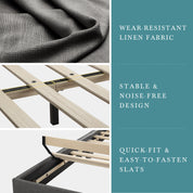 HOOMIC Upholstered Bed Frame with Adjustable Headboard – Sturdy Wooden Platform Bed, Noise-Free Design, Easy Assembly, Modern Bedroom Furniture, Fits Standard Mattress