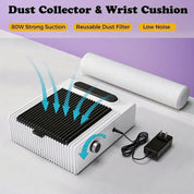 FurnishSpot Shaped Manicure Table with Dust Collector | Rotating & Convertible Nail Tech Desk with Storage