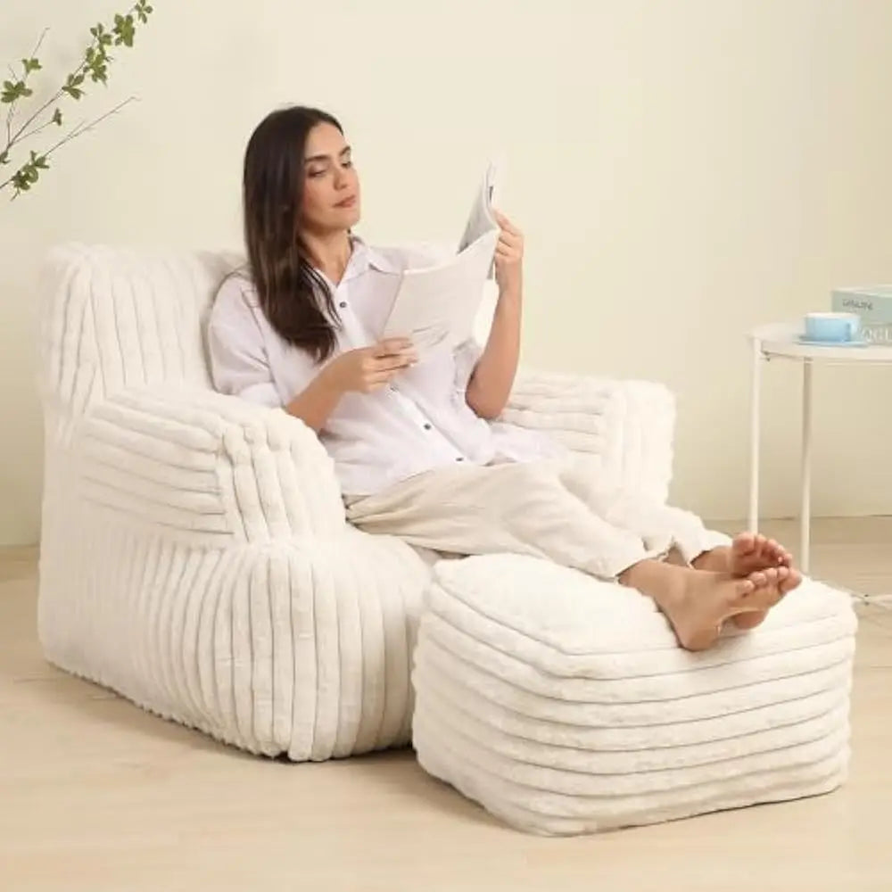Bean Bag Sofas, Comfy Gaint Beans Bags Chair with Ottoman, Huge Beans Bags Armchair for Adults and Teens, Beans Bags Sofas