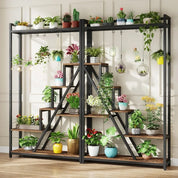 70.9" Tall Indoor Plant Stand, 7-Tier Large Plant Shelf with 5 S-Hooks, Industrial Wood Flower Stand Display Rack For
