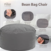 Oversized Bean Bag Chair with Removable Cover Soft Foam Furniture Portable Sofa Living Room Bedroom Dorm