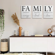 Family Wall Decor,Dining Room Kitchen Decor Set of 3 Inspirational Canvas Prints Black and White Framed Canvas Art Painting Wood