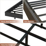 Vabches Floating Queen Bed Frame With Storage Headboard&LED Light Bed Frame with Charging Station Upholstered Platform Bed Frame