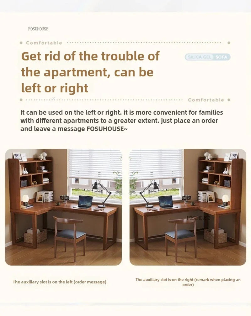 European Solid Wood Corner Computer Desks Home Desktop Computer Table L-shaped Long Writing Desks Double E-sports Gaming Table D
