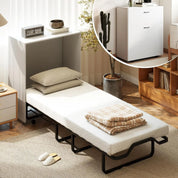 FurnishSpot™ Rolling Murphy Bed Cabinet with Mattress & Lockable Wheels