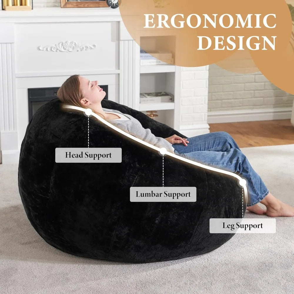 Bean Bag Chair, Comfy Giant Stuffed Bean Bag Chais, w/Spacious Design for Reading, Playing or Relaxing, Bean Bag Couch for Adult