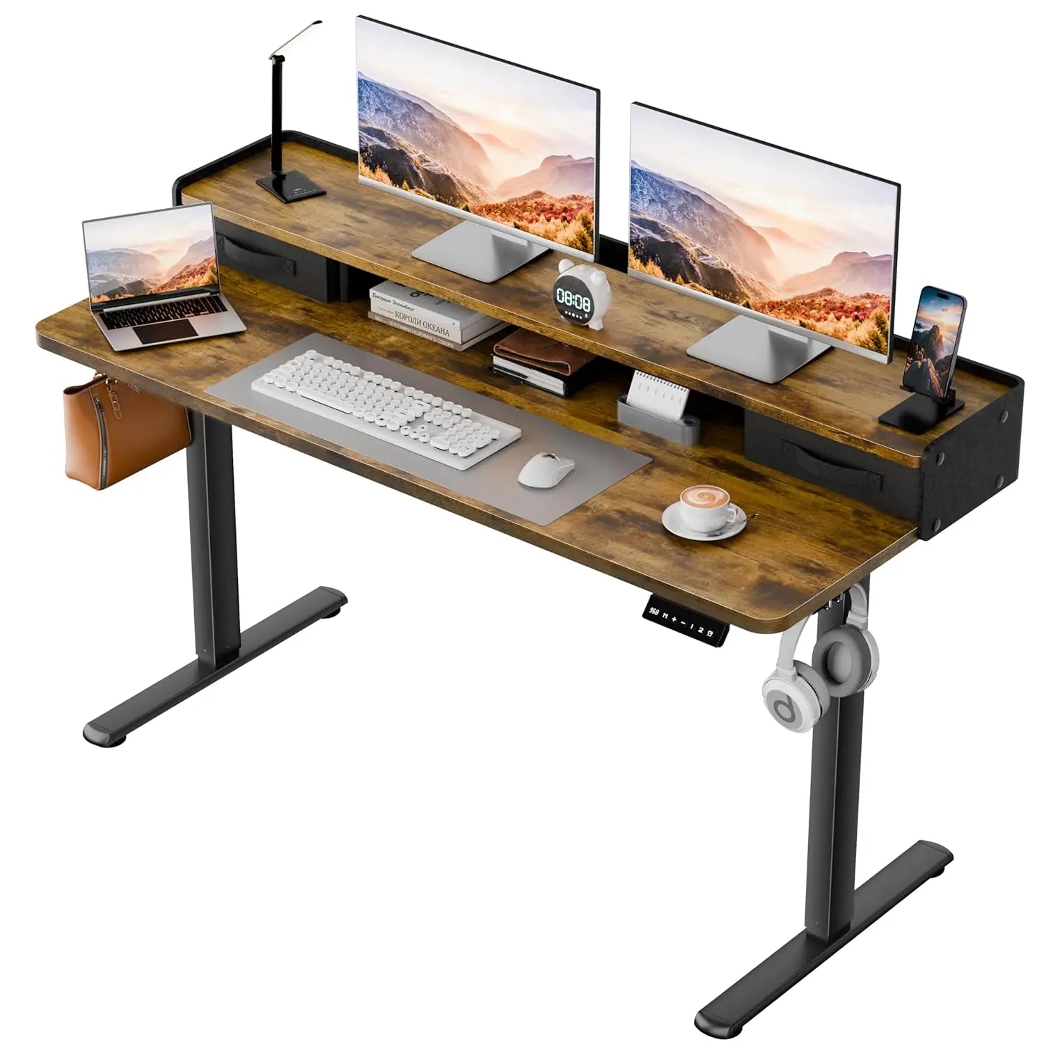 SmartHealth™ Electric Standing Desk with 2 Drawers – Adjustable Height Computer Desk with Storage