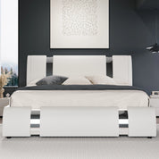 Modern Faux Leather Low Profile Platform Bed with Height-Adjustable Headboard