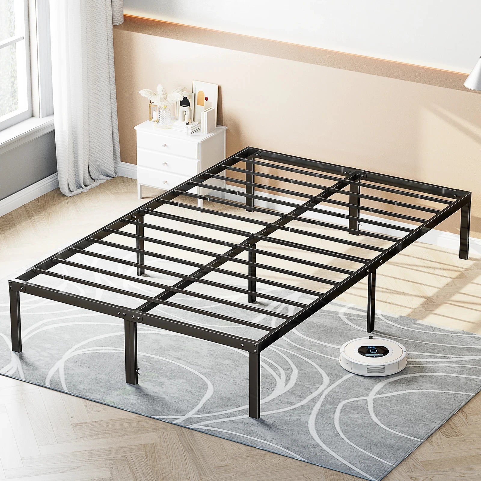 Metal Platform Bedroom Frames with Storage Space