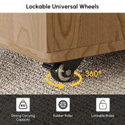 FurnishSpot Natural Lift-Top Coffee Table with Hidden Storage | 3-in-1 Multifunction Center Table with 4 Stools