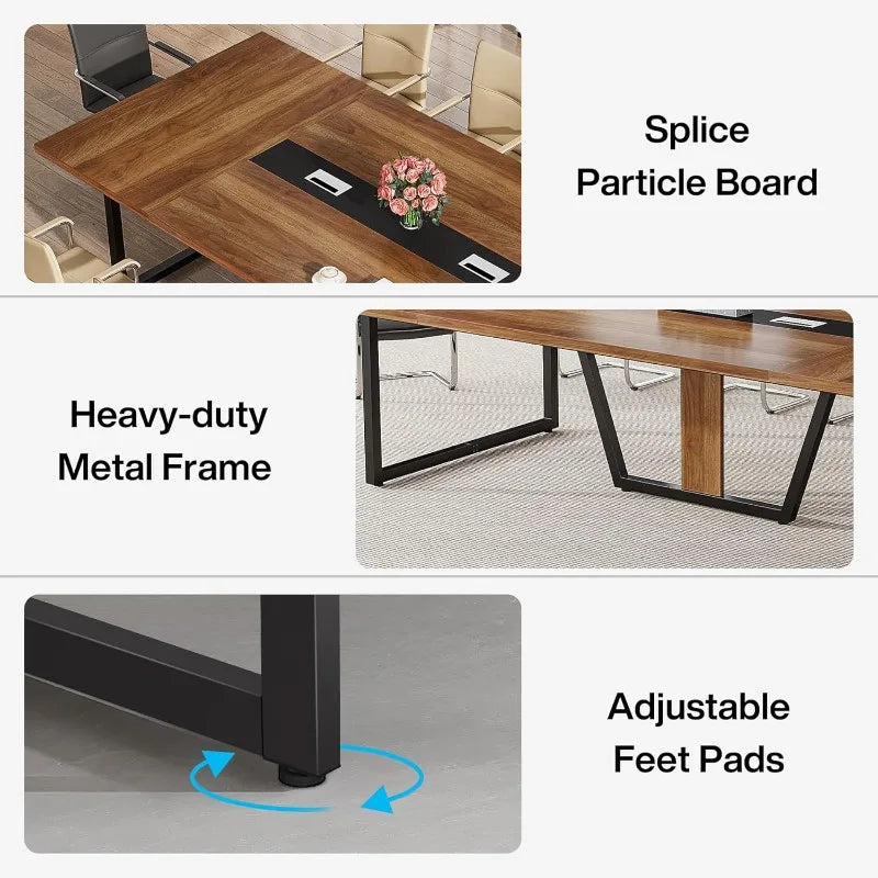 Tribesigns 8FT Conference Table, 94.49 L x 47.24 W x 29.53 H Inches Large Meeting Table/Podcast Table for 10 People
