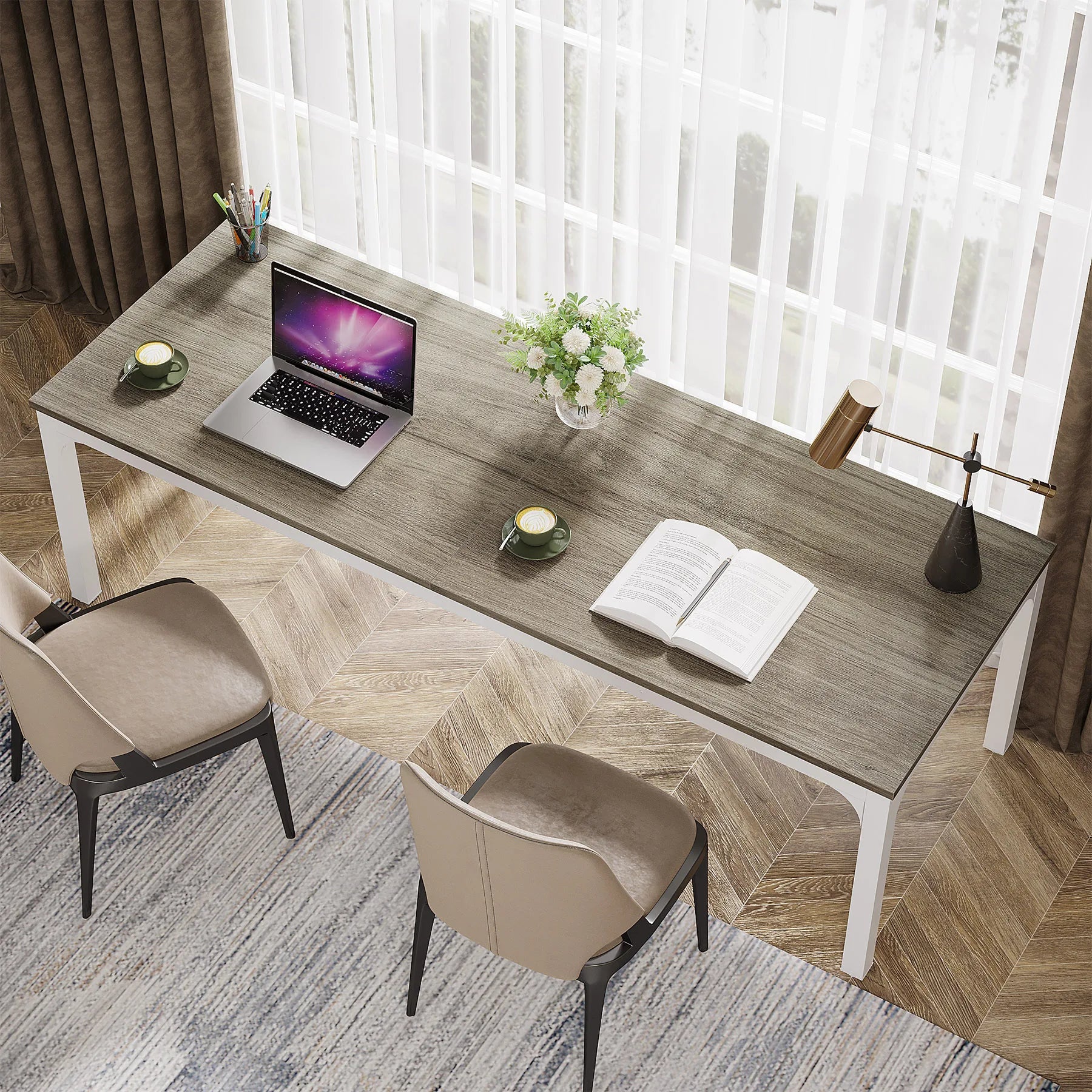 Tribesigns 78.7 Inches Extra Long Computer Desk 2 Person Desk, Double Long Desk, Workstaion for Home Office