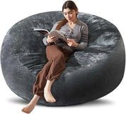 Bean Bag Chair 5Ft, Memory Foam Filled, Large Beanbag Chairs for Adults and Teens, Soft Sofa with Removable Flannel Cover, Round