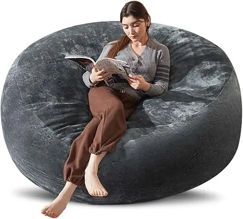 Bean Bag Chair 5Ft, Memory Foam Filled, Large Beanbag Chairs for Adults and Teens, Soft Sofa with Removable Flannel Cover, Round