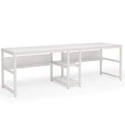 Tribesigns Two Person Desk with Bookshelf, 78.7 Computer Office Double Desk for Two Person, Rustic Writing Desk Workstation