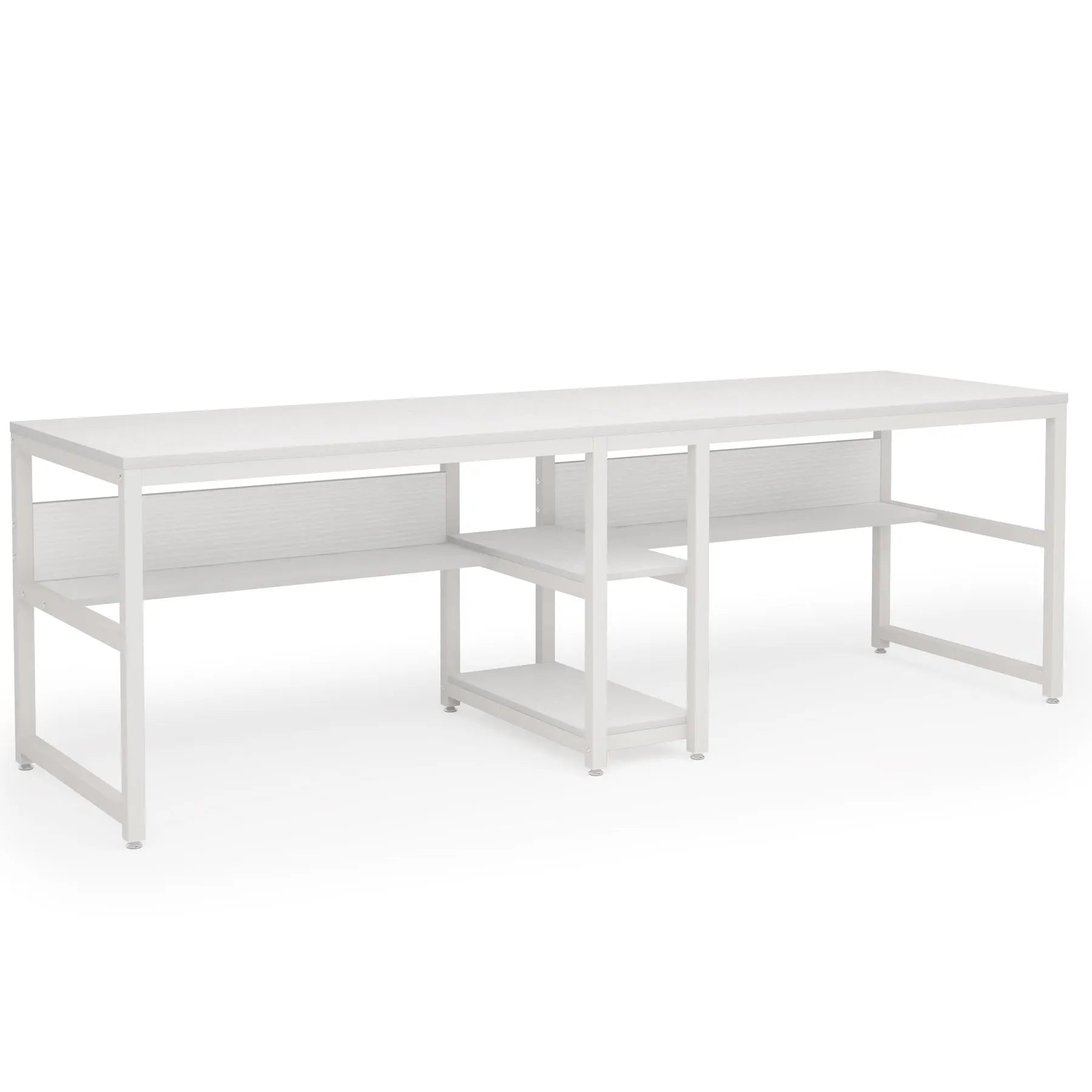 Tribesigns Two Person Desk with Bookshelf, 78.7 Computer Office Double Desk for Two Person, Rustic Writing Desk Workstation