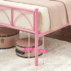 Platform Bed Frame with Headborad&Footboard,12.2 inches,No Box Spring Needed,Simple Assembly,Furniture(Pink,Twin)