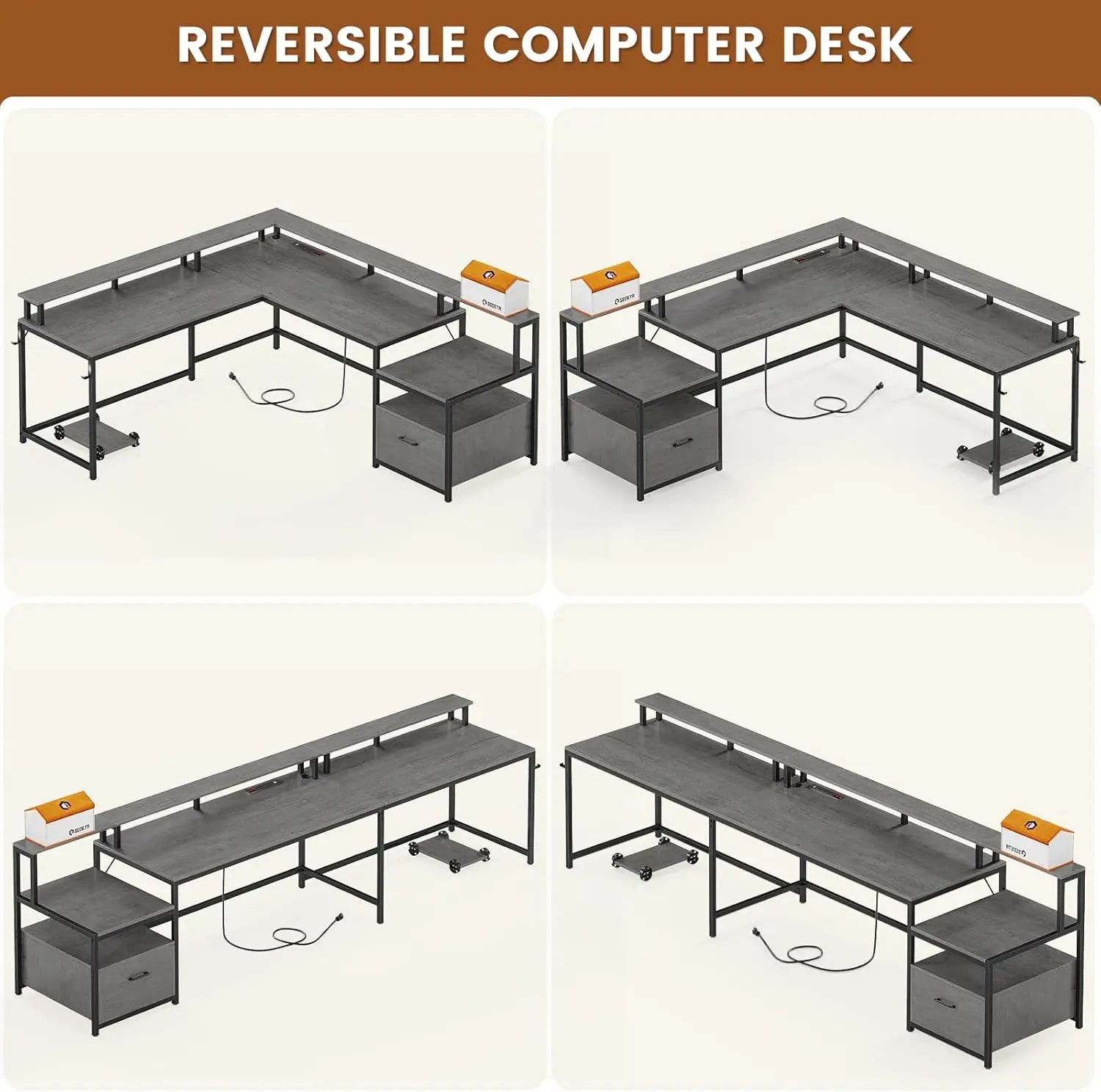 L-Shape Gaming & Computer Desk with RGB Lights, Storage & Power Outlets | Space-Saving Corner Workstation – FurnishSpot®