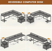 L-Shape Gaming & Computer Desk with RGB Lights, Storage & Power Outlets | Space-Saving Corner Workstation – FurnishSpot®